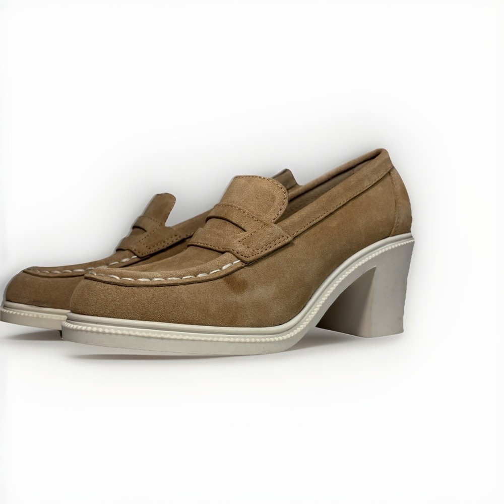 Womens Suede Heeled Loafers Size 6.5‎ B - Picture 2 of 9